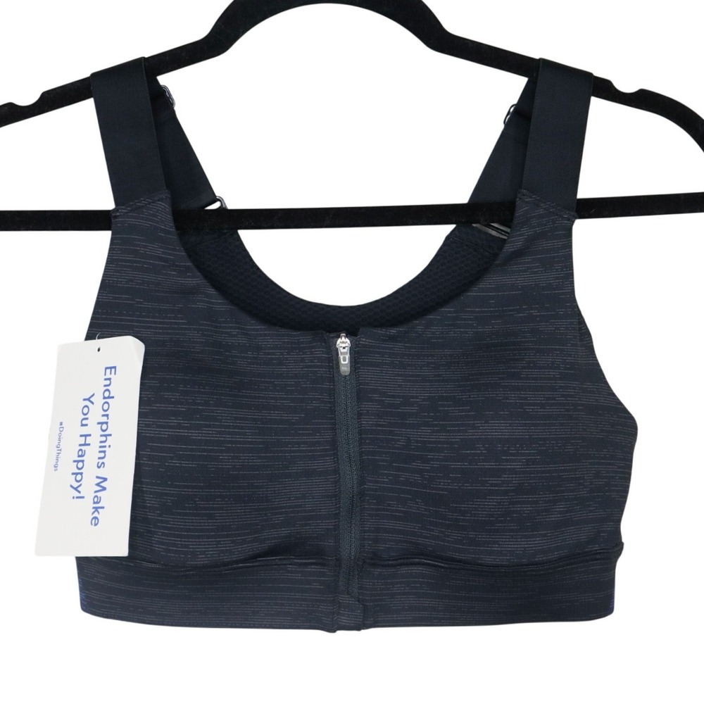 Outdoor Voices Sports Bra Womens Sz XS Black Medium Support Activewear Front Zip